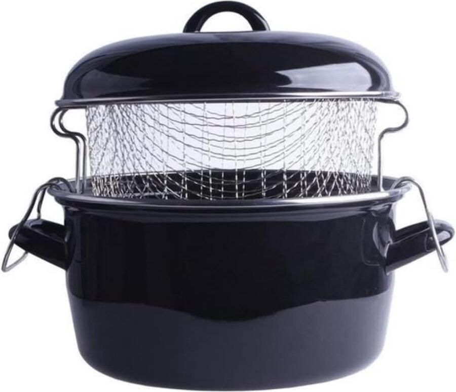 Frituurpan Friteuse Frietpan Thuis Gebruik Inductie Geschikt Diameter 24cm Zwart