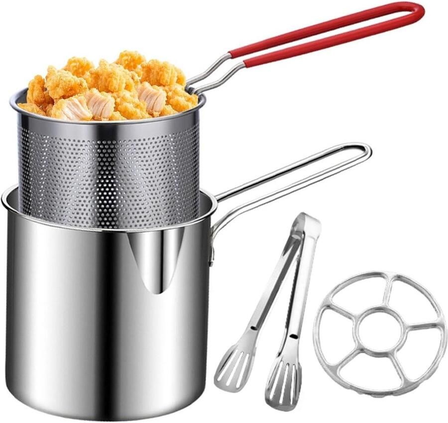 Frituurpan Friteuse Pan Gezond Frituren Verwijderbare Mand 15x17x15 cm Zilver