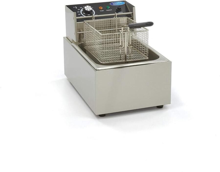 Friteuse met Mand Frituurpan Dubbelwandig Krokante Snacks Maken Roestvrij Staal Afwerking 6 Liter Metaal