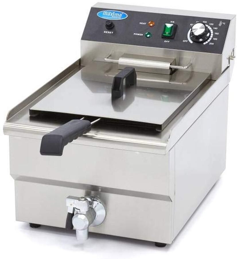 Frituurpan Friteuse Professioneel Frituren Met Tapkraan 16 L 1 Mand Metallic