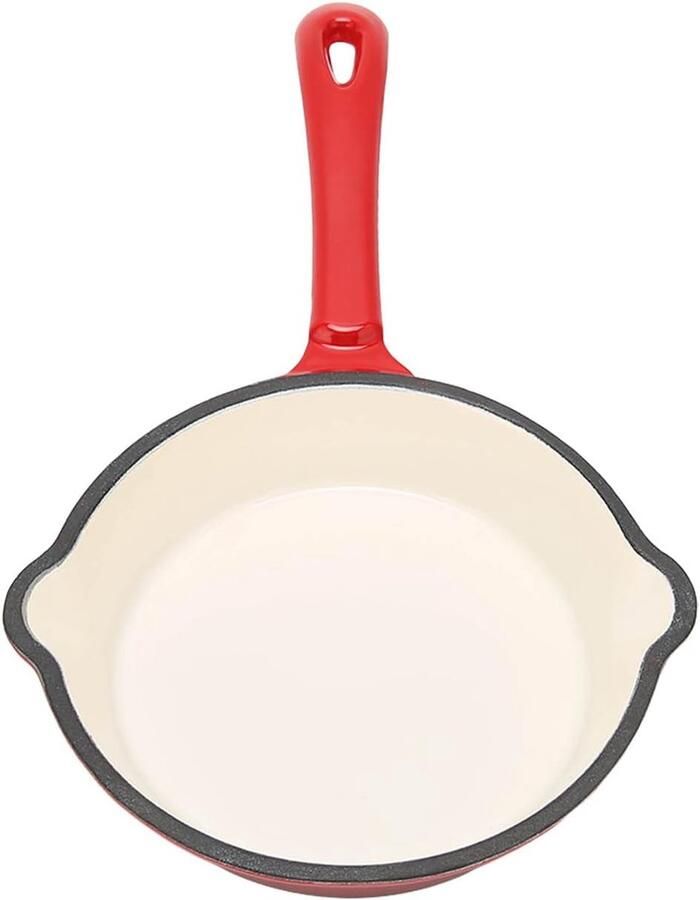 Frituurpan Gietijzer Koekenpan Emaille Thuis Koken Dubbele Lagen Anti-aanbak 16 cm Diameter