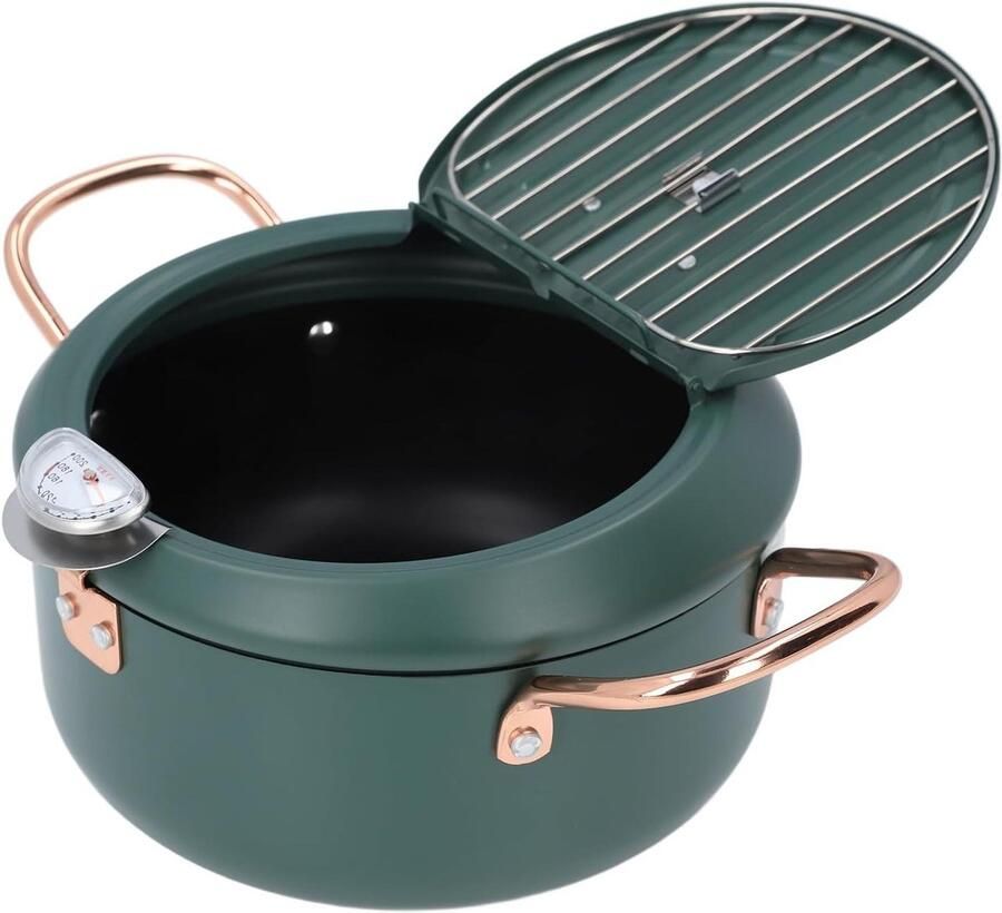 Frituurpan Ijzer Koekenpan Thuis Koken Met Thermometer 20 Cm Groen