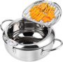 Titel: Japanse stijl RVS Tempura Fryer Pot met frituurthermometer en deksels (S) - Thumbnail 1
