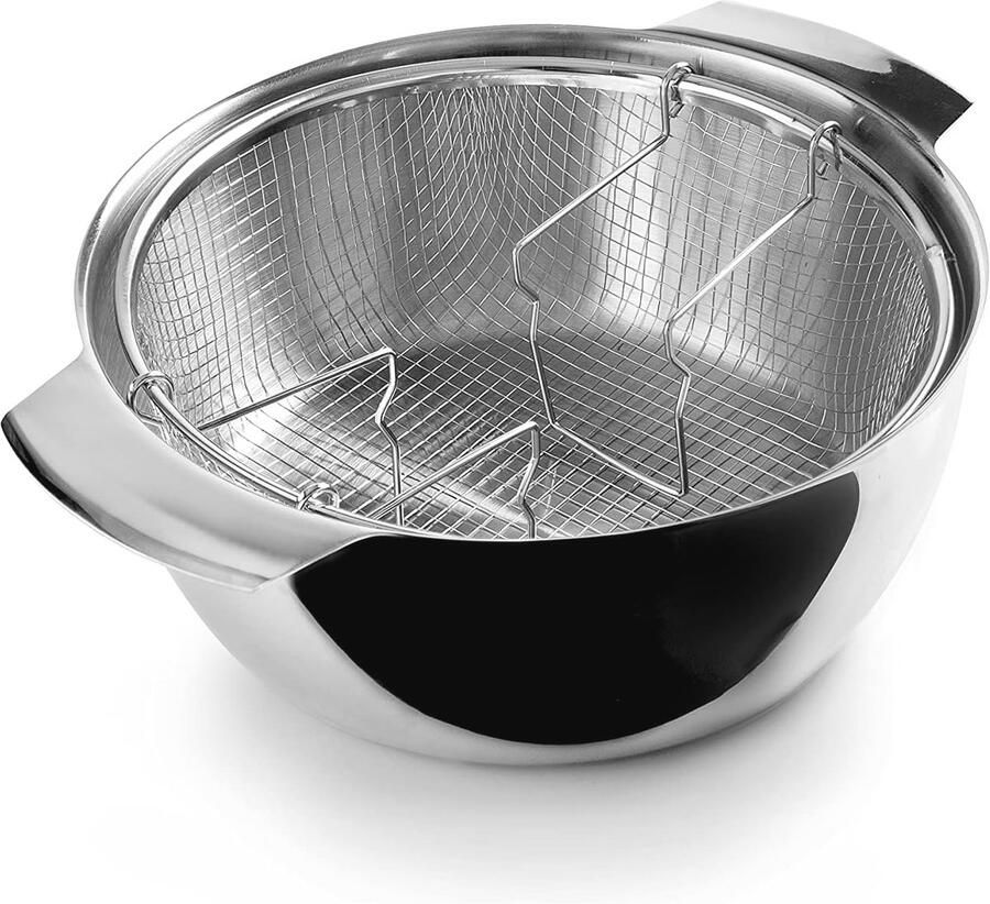 Frituurpan Inductie 24 cm Roestvrij Staal met Mandje