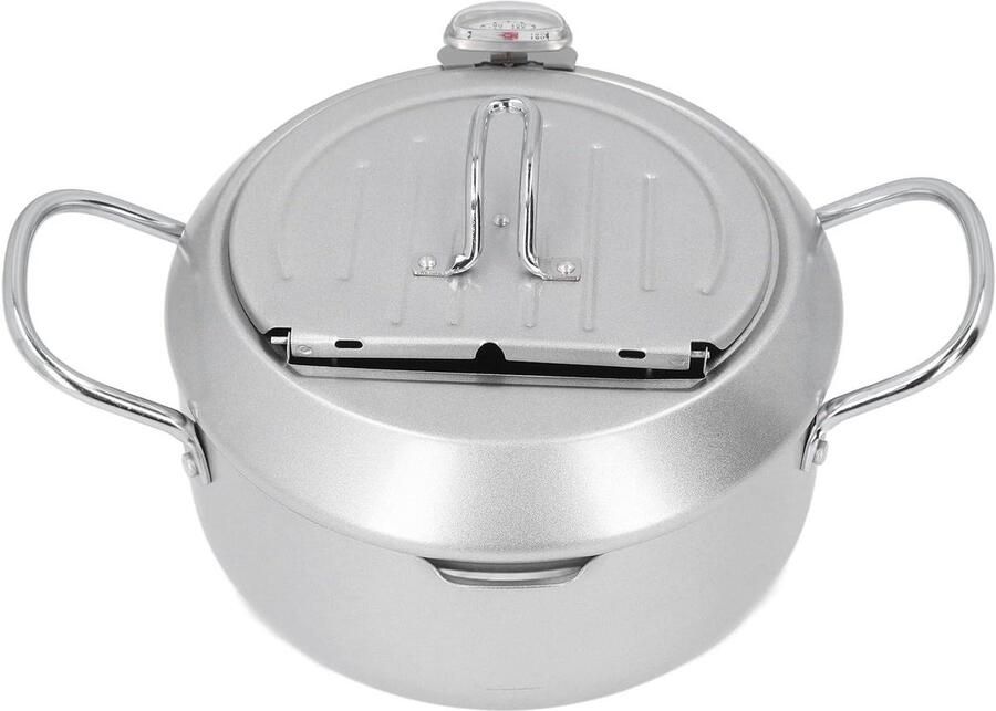 Frituurpan Japanse Stijl Ijzeren Kookpot Thuis Frituren Met Olietemperatuurmeter 28x22x13 cm Zwart