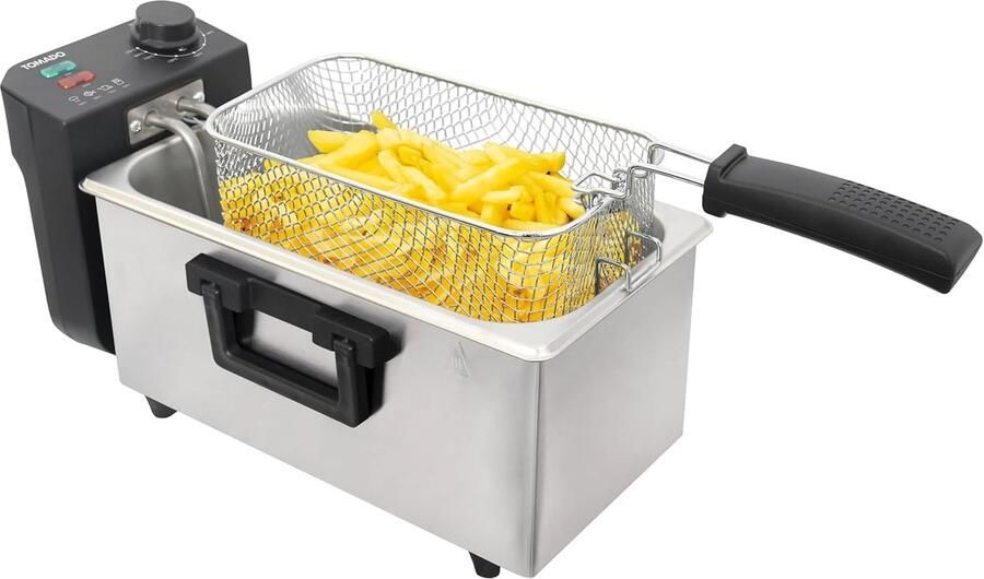 Frituurpan Keukenapparaat Lekkere Snacks Koude Zone 3 Liter Zilver