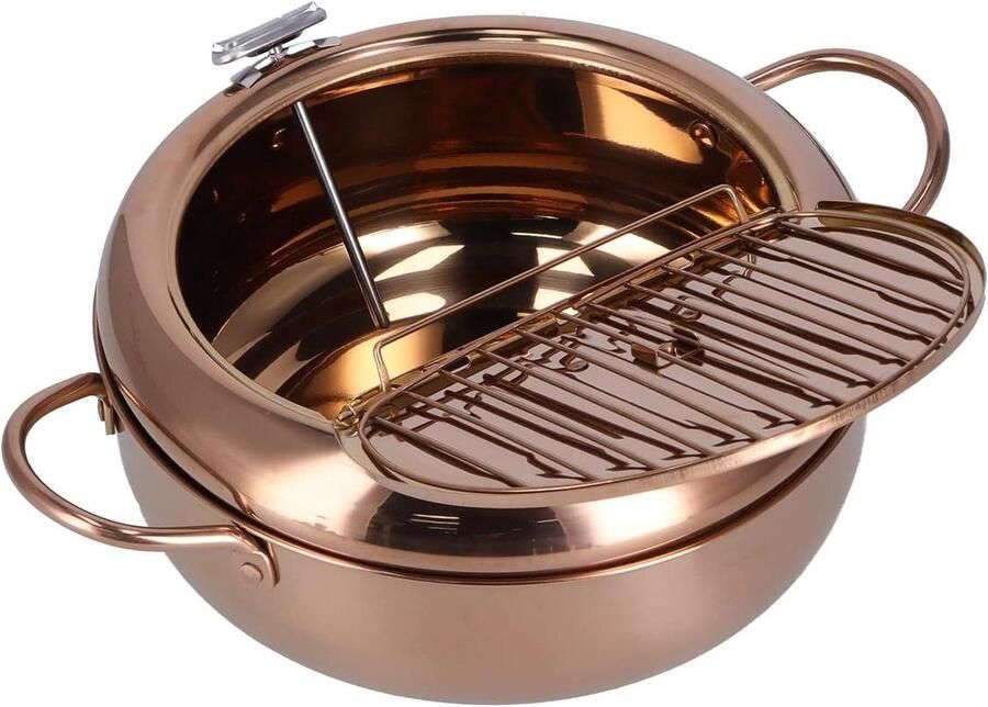 Frituurpan Keukengerei Thuis Frituren Met Thermometer 32 Liter Rosé goud