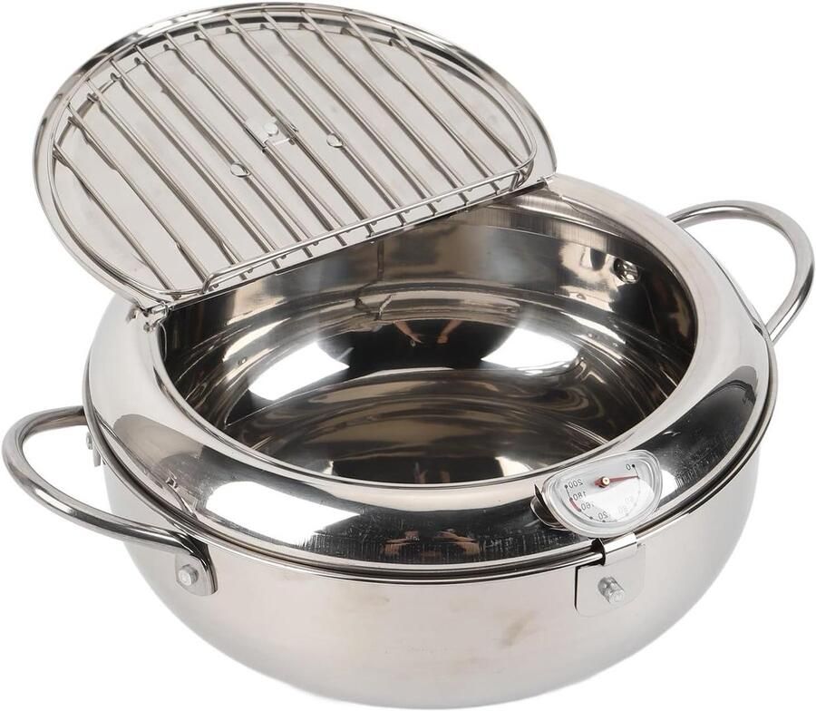 Frituurpan Keukenpan Lekker Frituren Met Thermometer 27x27x13 cm Zilver