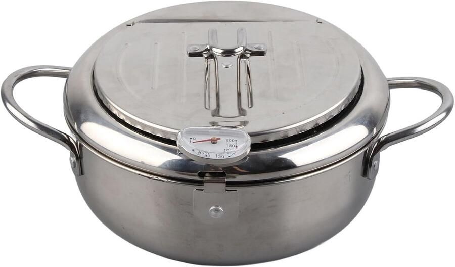 Frituurpan Kleine friteuse Thuis frituren Met thermometer 25x22x11 cm