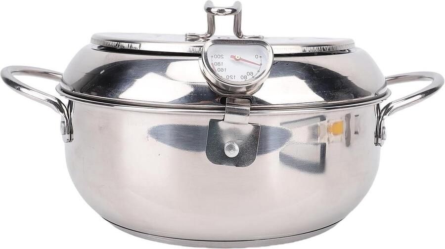 Frituurpan Koekenpan Keukenpan Thuis Frituren Met Olieafvoer 2.2L 20cm Zilver