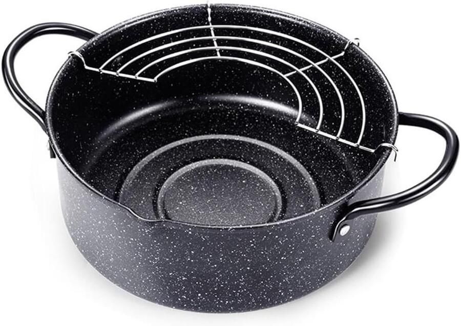 Frituurpan Koekenpan Kleine Koekenpan Thuis Frituren Gelijkmatige Verwarming 20 cm Zwart