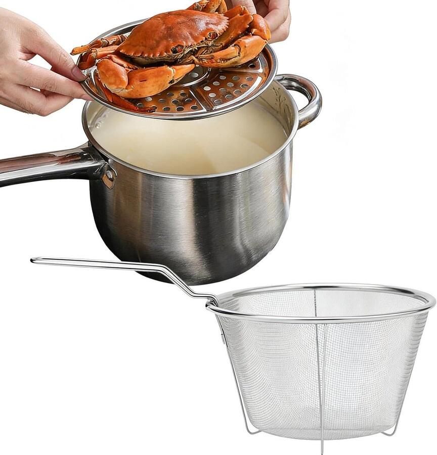 Frituurpan Koekenpan Kookpot Gezinsmaaltijden Bereiden Gelijkmatige Warmteverdeling 38x13x19.5cm Zilver
