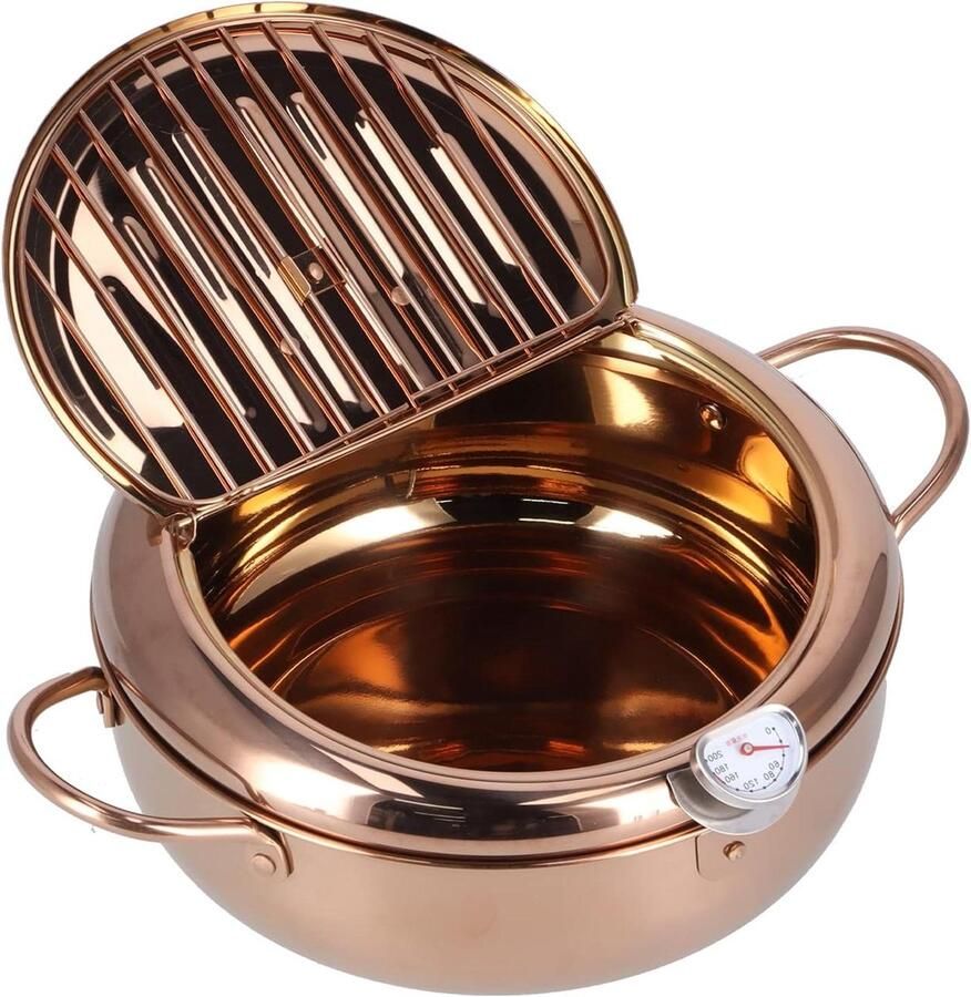 Frituurpan Koekenpan Thuis Frituren Met Thermometer 32 Liter Roségoud