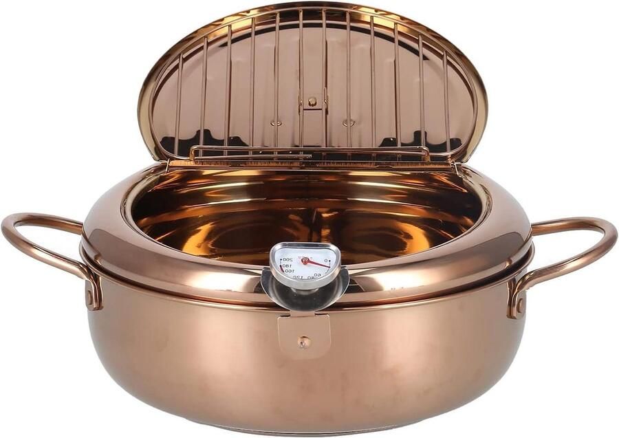 Frituurpan Koekenpan Thuis Koken Met Thermometer 32 Liter Roségoud
