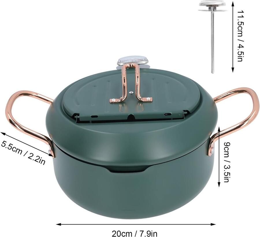Frituurpan Koekenpan Veelzijdig Koken Met Oliepeilmeter 28 x 22 x 13 cm Zwart