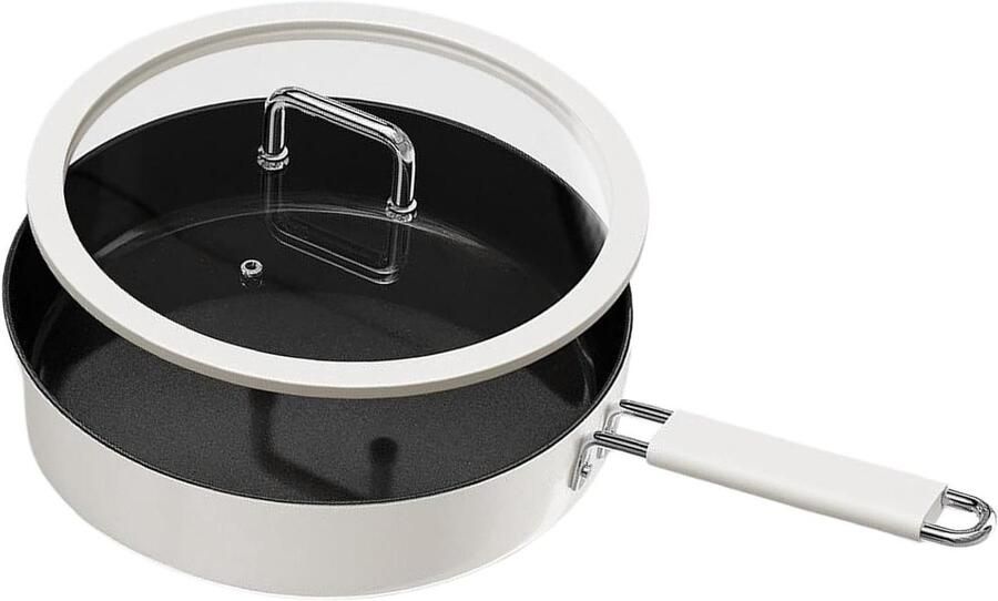 Frituurpan Kookpan Keukenbenodigdheden Moeiteloos Koken Titanium Keramische Coating 24 cm Wit Zwart