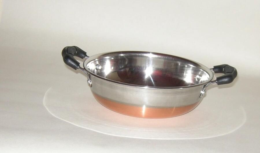 Frituurpan Koperbasis Koekenpan Ronde Koken in Keuken Dubbel Handvat 20 cm Zilver