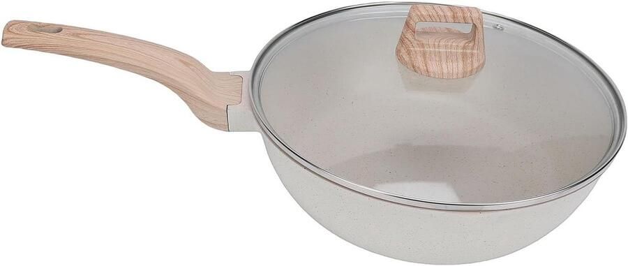 Frituurpan met Anti-aanbaklaag Koekenpan Aluminium Pan Gezinsmaaltijden Bereiden Maifan Steen Coating 23 cm Zwart