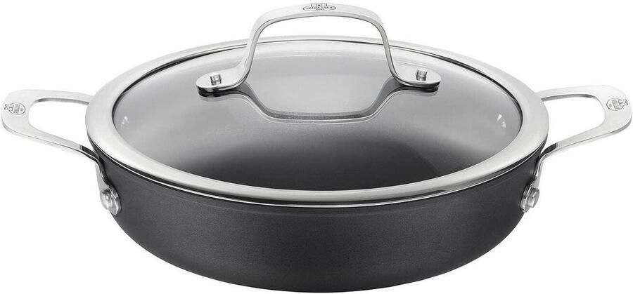 Frituurpan met handvatten Diepe koekenpan Lekker koken Antiaanbaklaag 24 cm Zwart