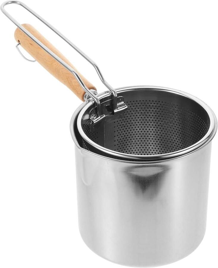 Frituurpan met mand Keukenpan Braadpan Eten Bereiden Oliepeil indicator 430 Gram Zilver