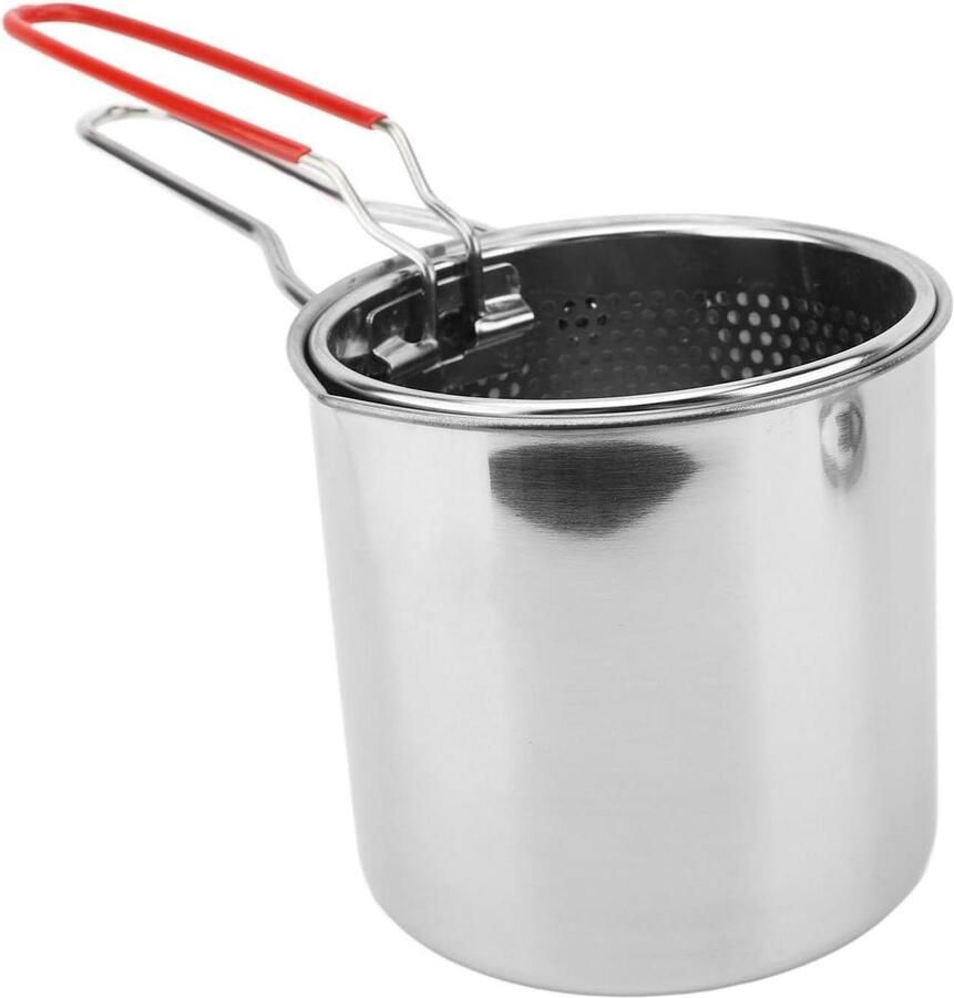 Frituurpan met Mand Olie Filtervat Keuken Kookgerei 304 Roestvrij Staal 12x13 cm Zilver