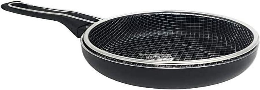 Frituurpan met mand Koekenpan Braadpan Frituren aan huis Antiaanbaklaag 20 cm Wit Grijs