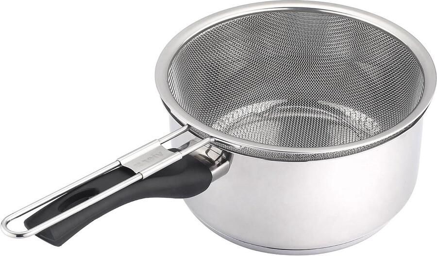 Frituurpan met mand Koekenpan Lekker koken Geschikt voor inductie 18 cm Zilverkleurig