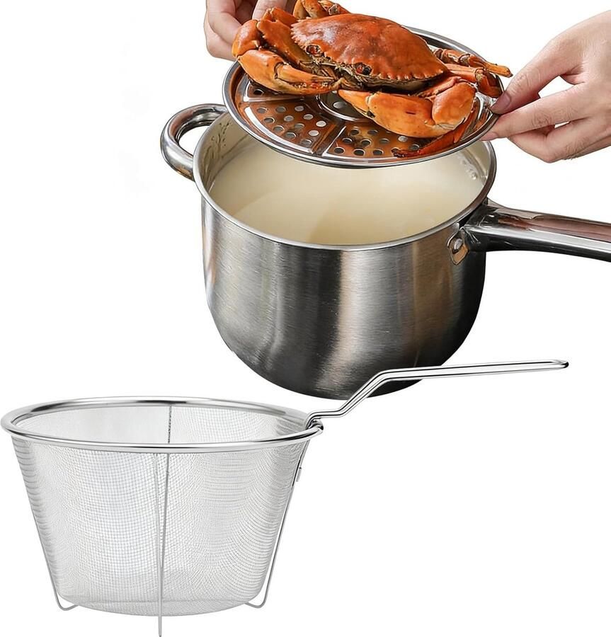 Frituurpan met mand Kookgerei Frituren thuis Antiaanbaklaag 38cm breed