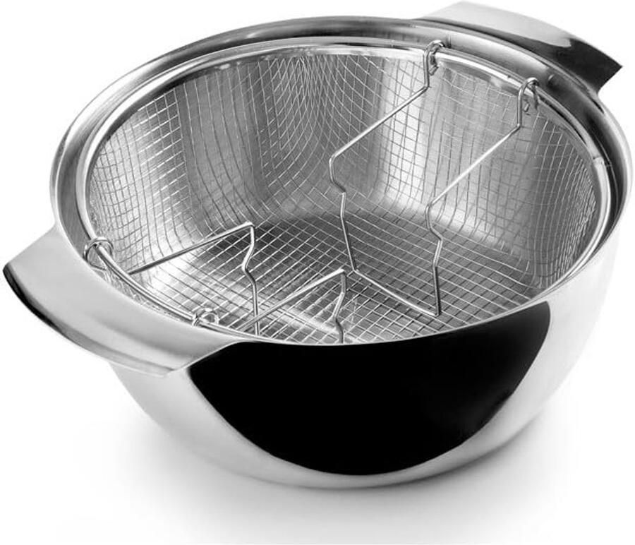 Frituurpan met mandje 24 cm roestvrij staal voor inductie