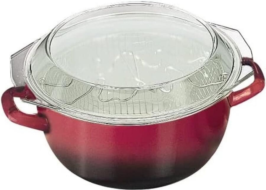 Frituurpan met mandje en deksel 24 cm geëmailleerd staal inductiegeschikt