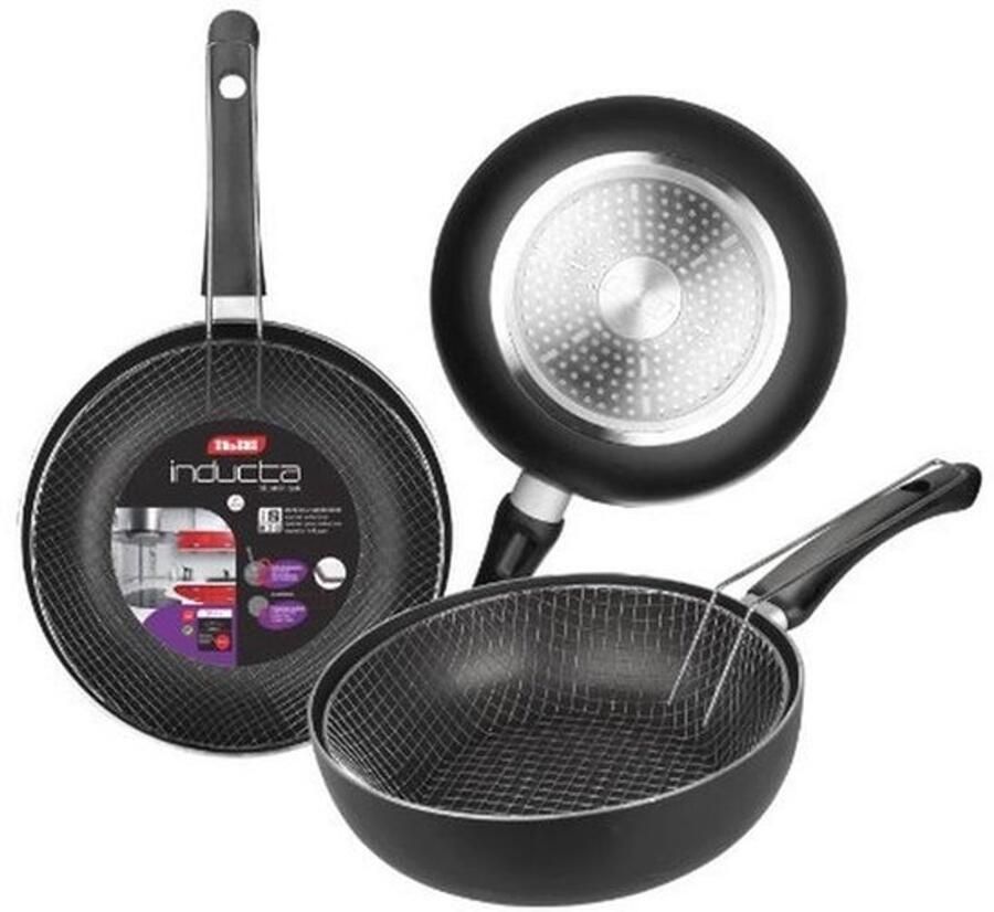 Frituurpan met Mandje Inductie 26 cm Aluminium Antiaanbaklaag