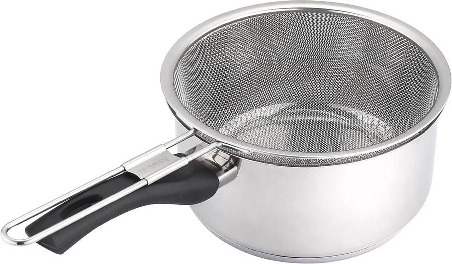 Frituurpan met Mandje Koekenpan Sauteerpan Lekker Eten Maken Roestvrij Staal 18 10 18 cm Zilverkleurig