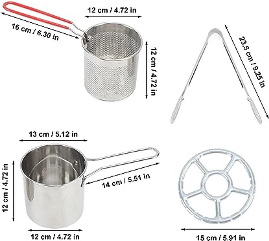 Frituurpan met Zeefmand 5-Delige Set voor Tempura en Vissen - Foto 2