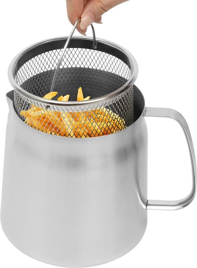 Frituurpan Oliepot Kookpan Frietjes Maken V-vormige schenktuit 2 liter Zilver