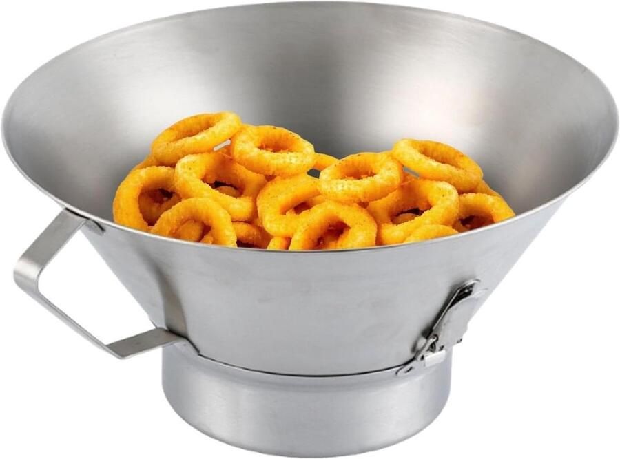 Frituurpan Oliezeef Vetzeef Trechter Gezonder Frituren Fijnmazig Roestvrij Staal 33x29x16 cm Zilver