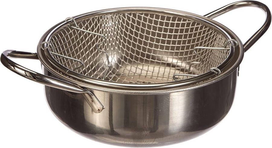 Frituurpan roestvrij staal 24 cm Vaatwasmachinebestendig en zilver