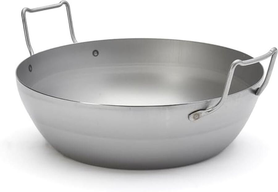 Frituurpan Roestvrij Staal Koekenpan Zilver Eten Bereiden Natuurlijk Materiaal 32 cm Zilver