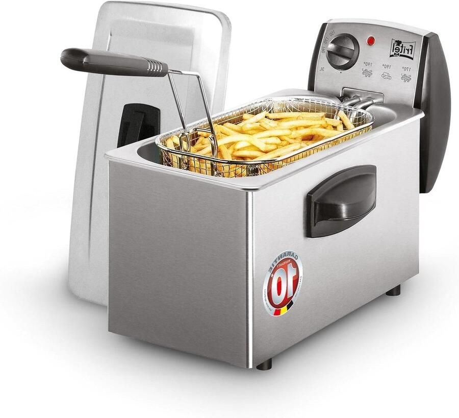 Frituurpan RVS Friteuse Airfryer Frituren voor thuis Cold Zone technologie 3 L Zilverkleurig