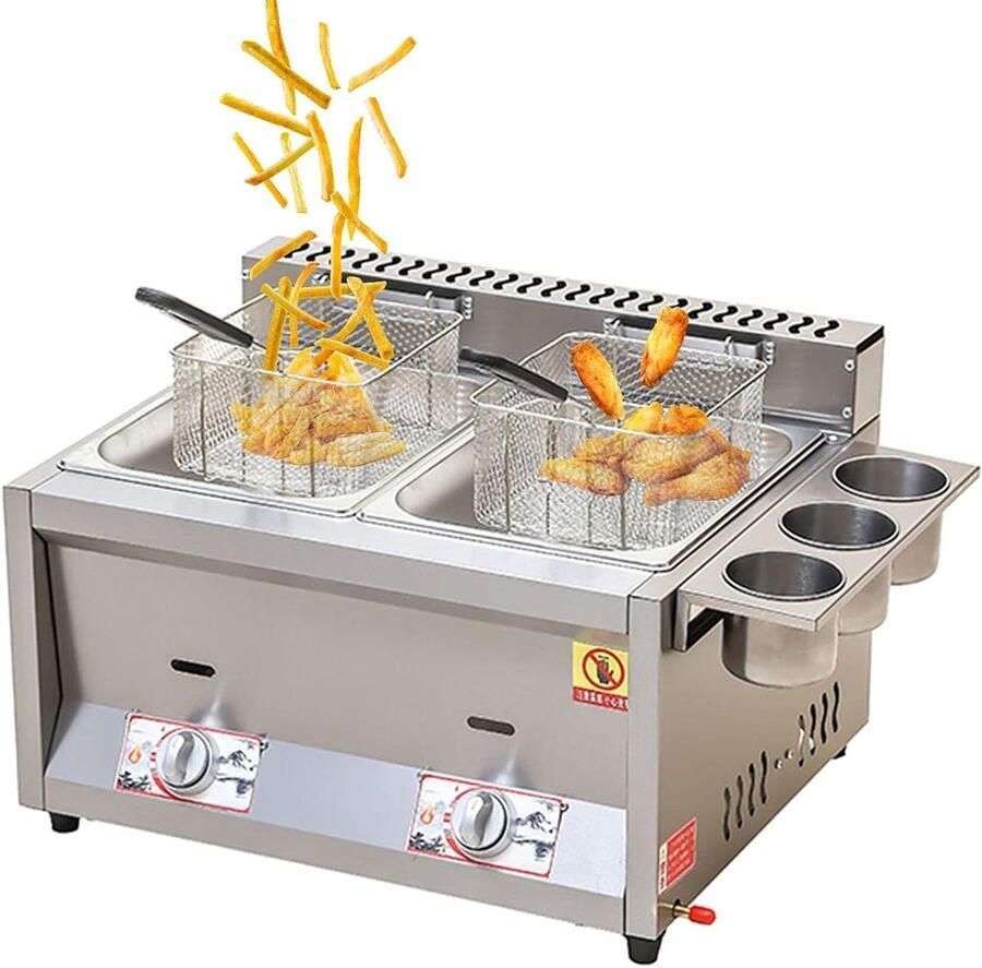 Frituurpan RVS Friteuse Elektrisch Thuis Frituren Temperatuurregeling Grote Capaciteit Zilver