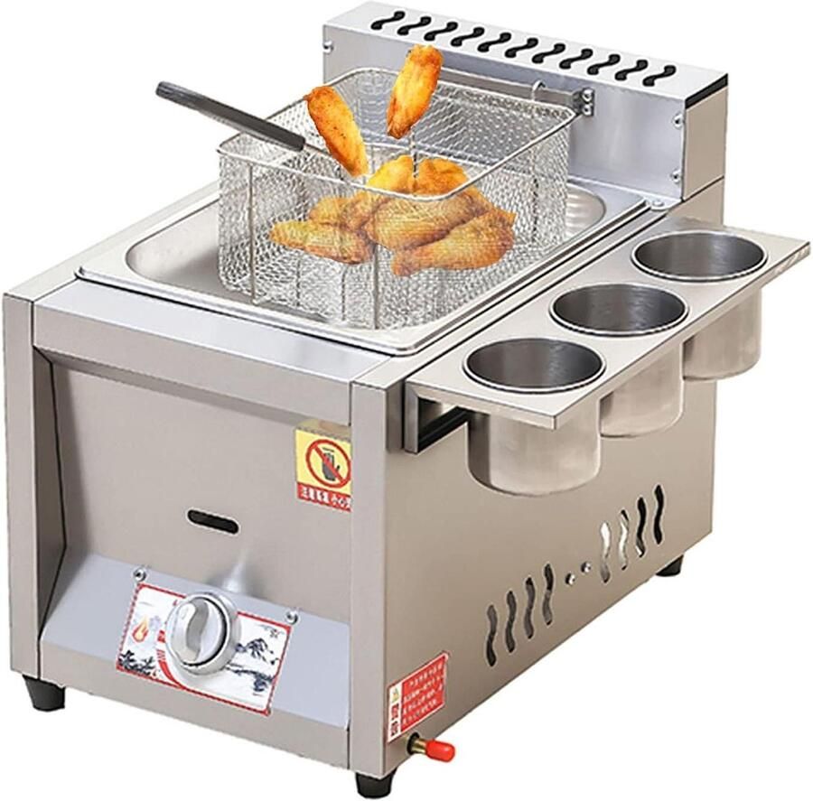Frituurpan RVS Friteuse RVS Thuis Frituren Grote Capaciteit 4-6 personen Zilver