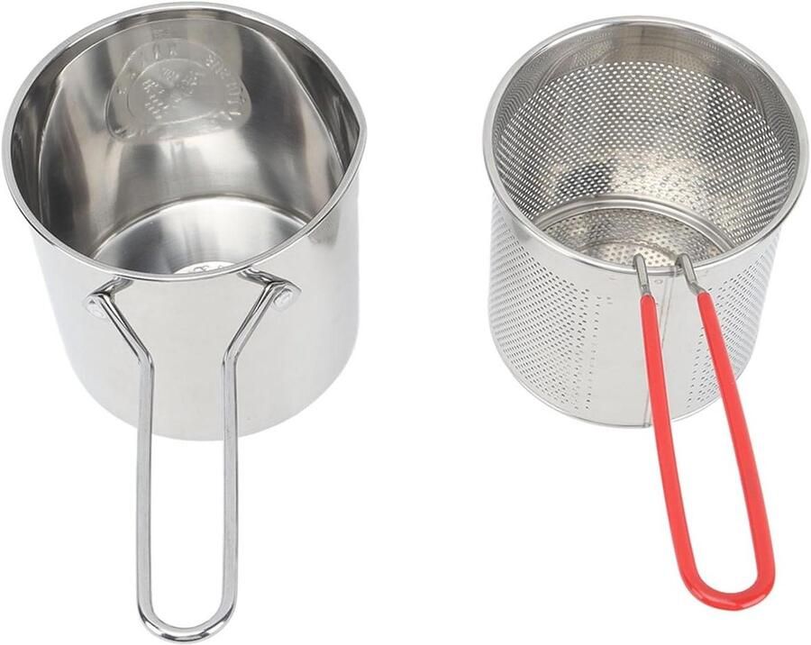 Frituurpan Set Mini Frituurpan Thuis Frituren Roestvrij Staal 3-delig Zilver