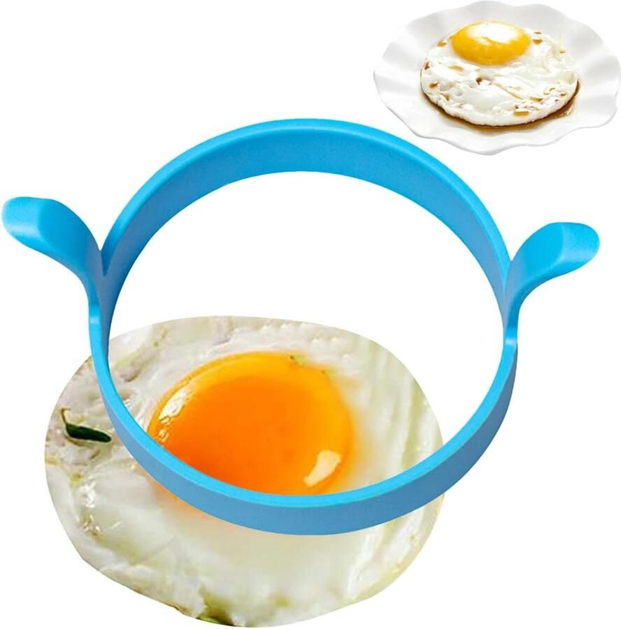 Frituurring Eierring Pannenkoekenring Plaat Ontbijt Bakken Antiaanbaklaag 12 x 8 x 6 cm Blauw