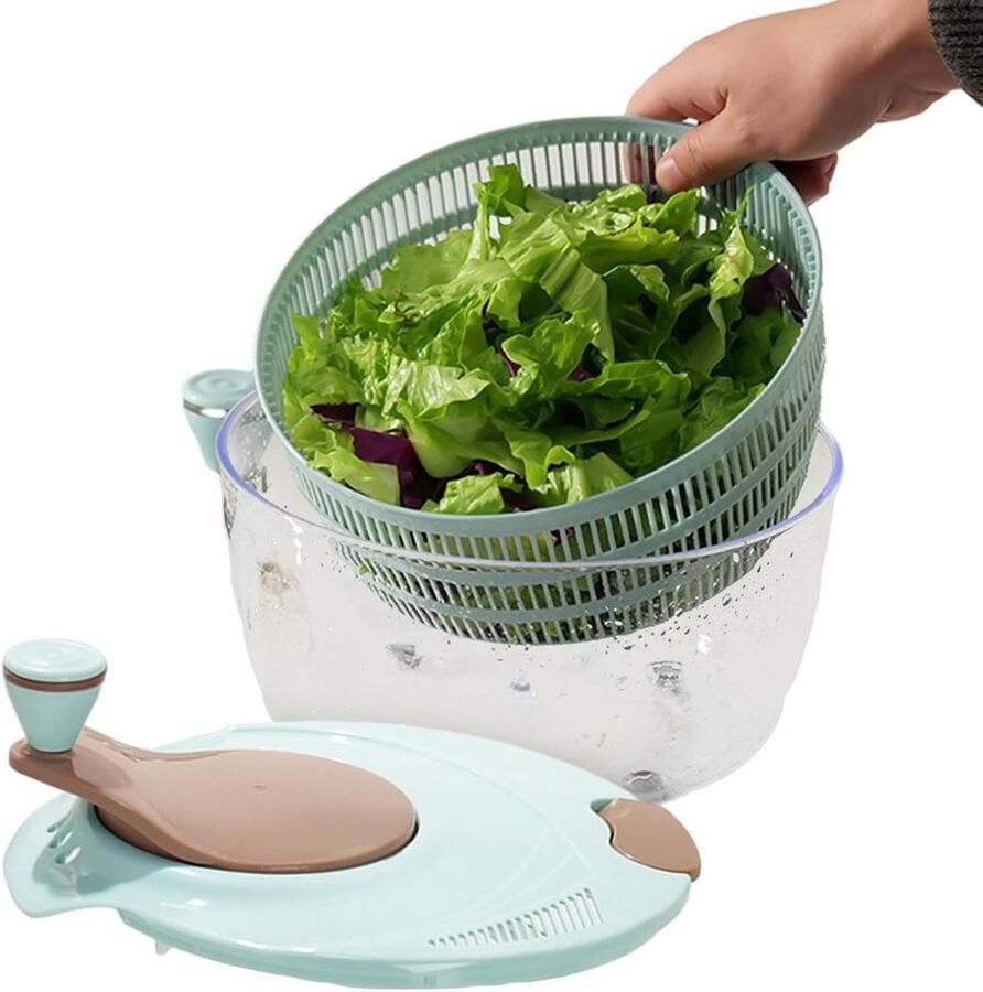 Fruit En Salade Centrifuge Groente Droger Snel Drogen Handzwengel Bediening 24.5x24.5x16.5 cm Blauw
