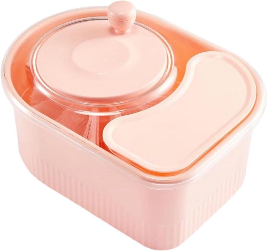 Fruit Spinner Groentespoeler Kom Snel Groente Wassen Draaimechanisme Crank 35 cm Roze