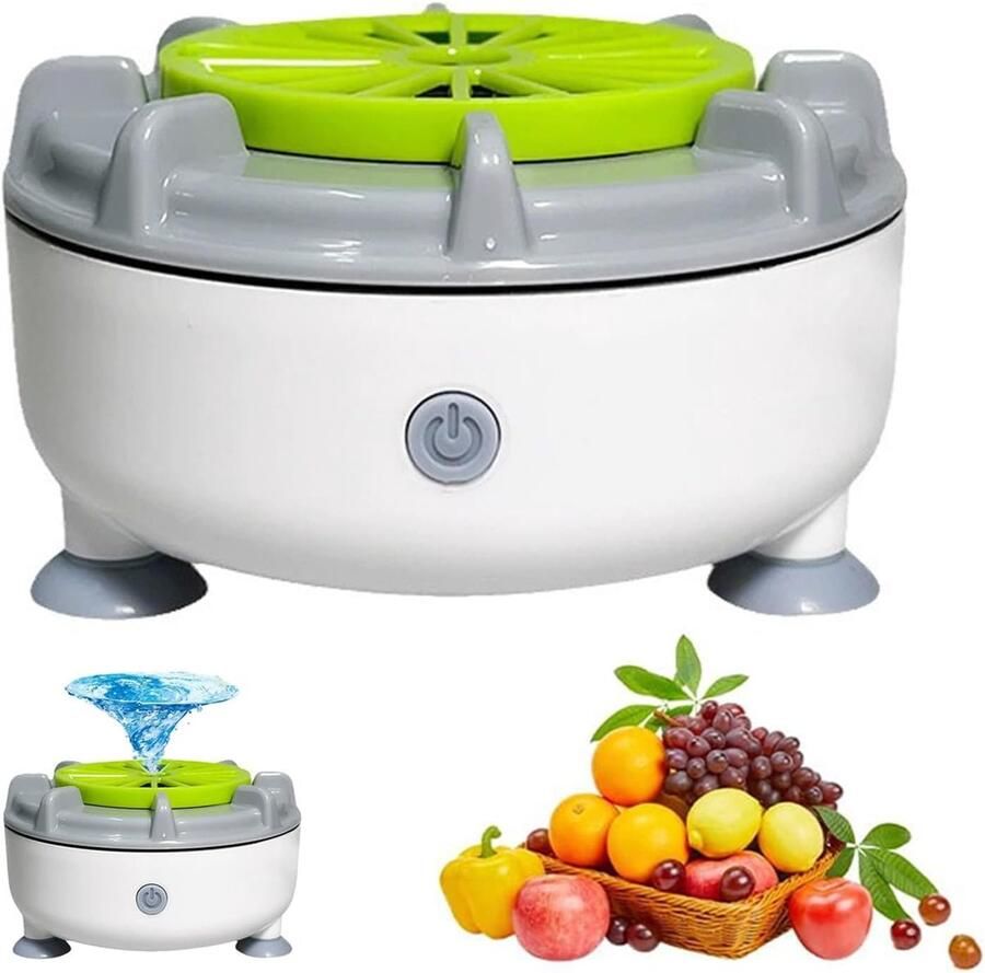 Fruitreiniger Groentereiniger Fruit en groente wasmachine Oplaadbaar Waterdicht Vortex technologie Voor groente vlees en fruit Keukenhulp Grijs