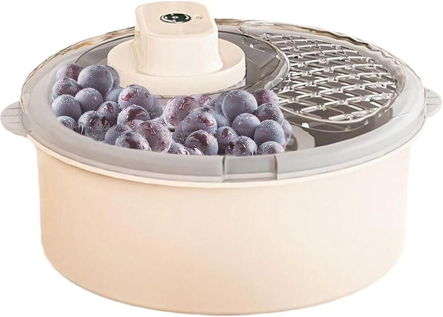 Fruitreiniger Groenteschaal Draaidroger Salade Groenten Fruit Wassen Handmatig Elektrisch 33 cm Diameter Wit