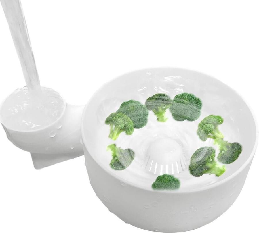 Fruitspinner Bessenwaskom Salade Zeef Fruit Reinigen Snelle Centrifugale Rotatie 20x13.5x7.5cm Wit
