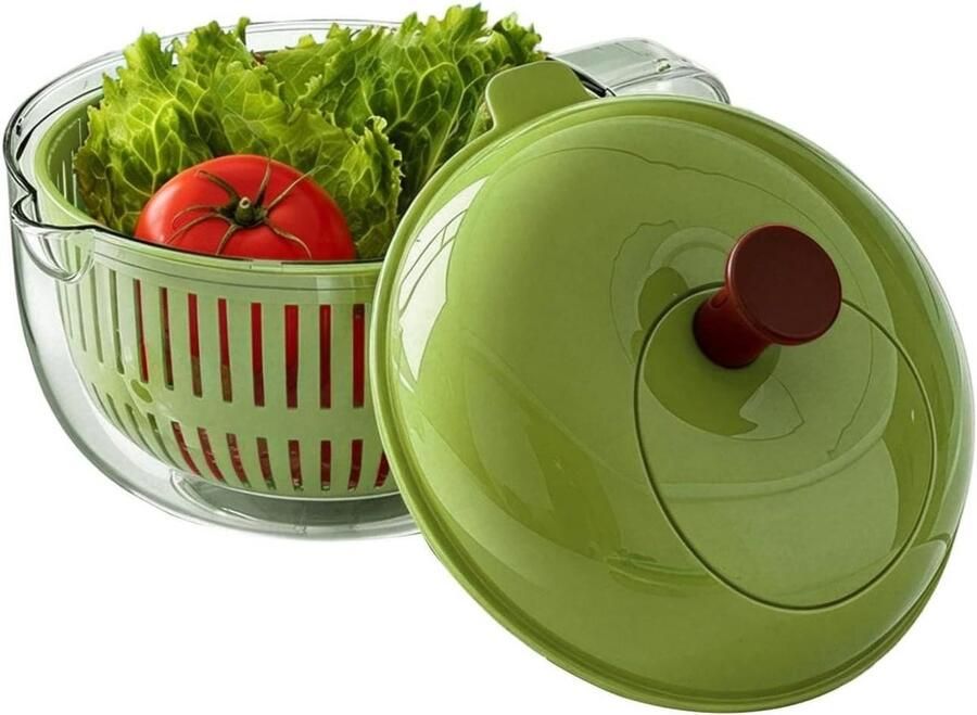 Fruitwasser Kom Groente Slinger Verse Salades Maken Wiebelvrij Droogproces 23 x 23 x 18 cm Groen