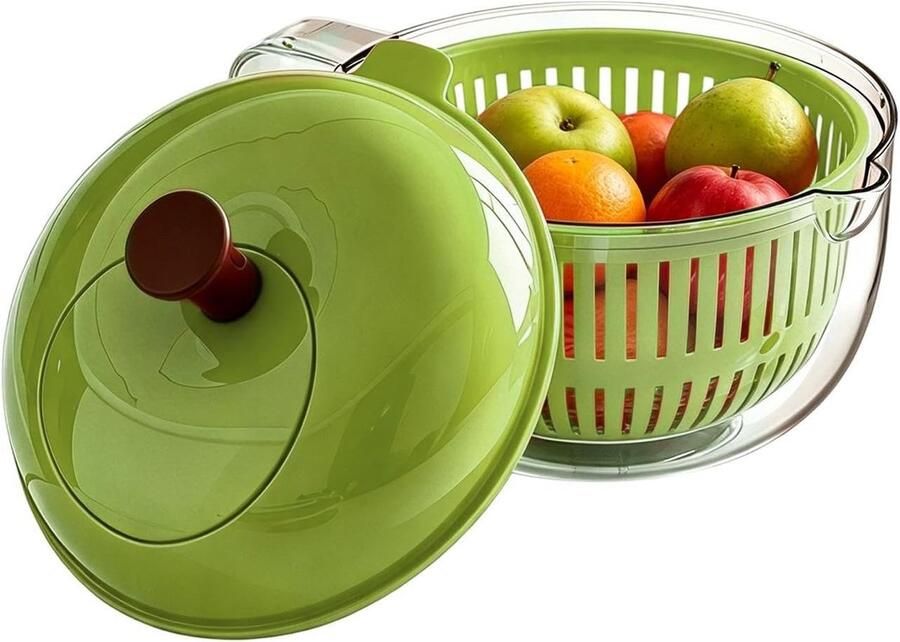 Fruitwasmachine Salade Spinner Groenten Wassen Dubbellaags Ontwerp 23x23x18 cm Wit