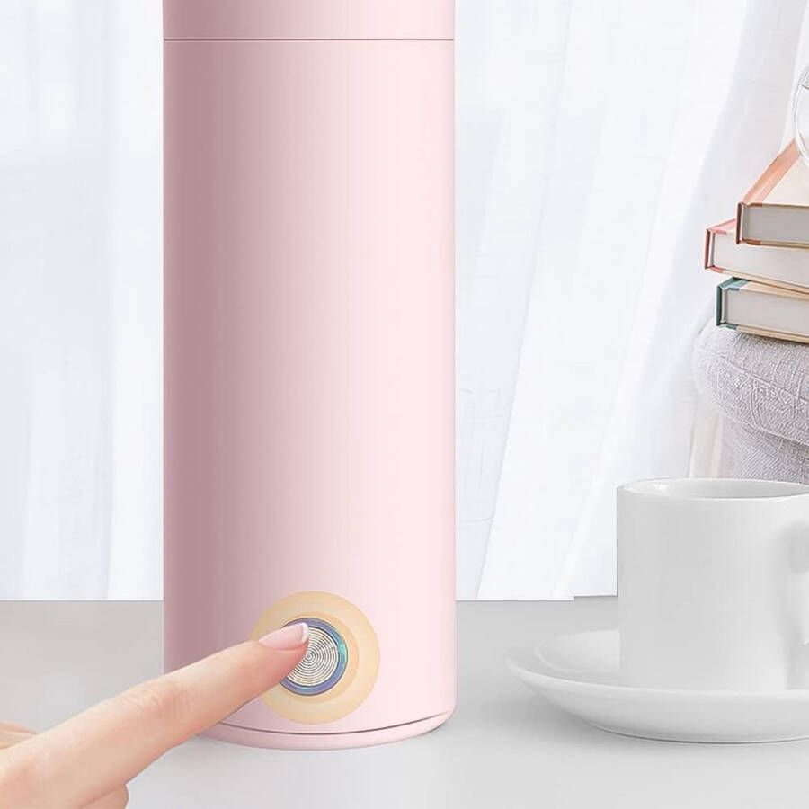 Frunimall Draagbare Waterkoker Reiswaterkoker- 3 in 1 Mini Waterkoker Roze